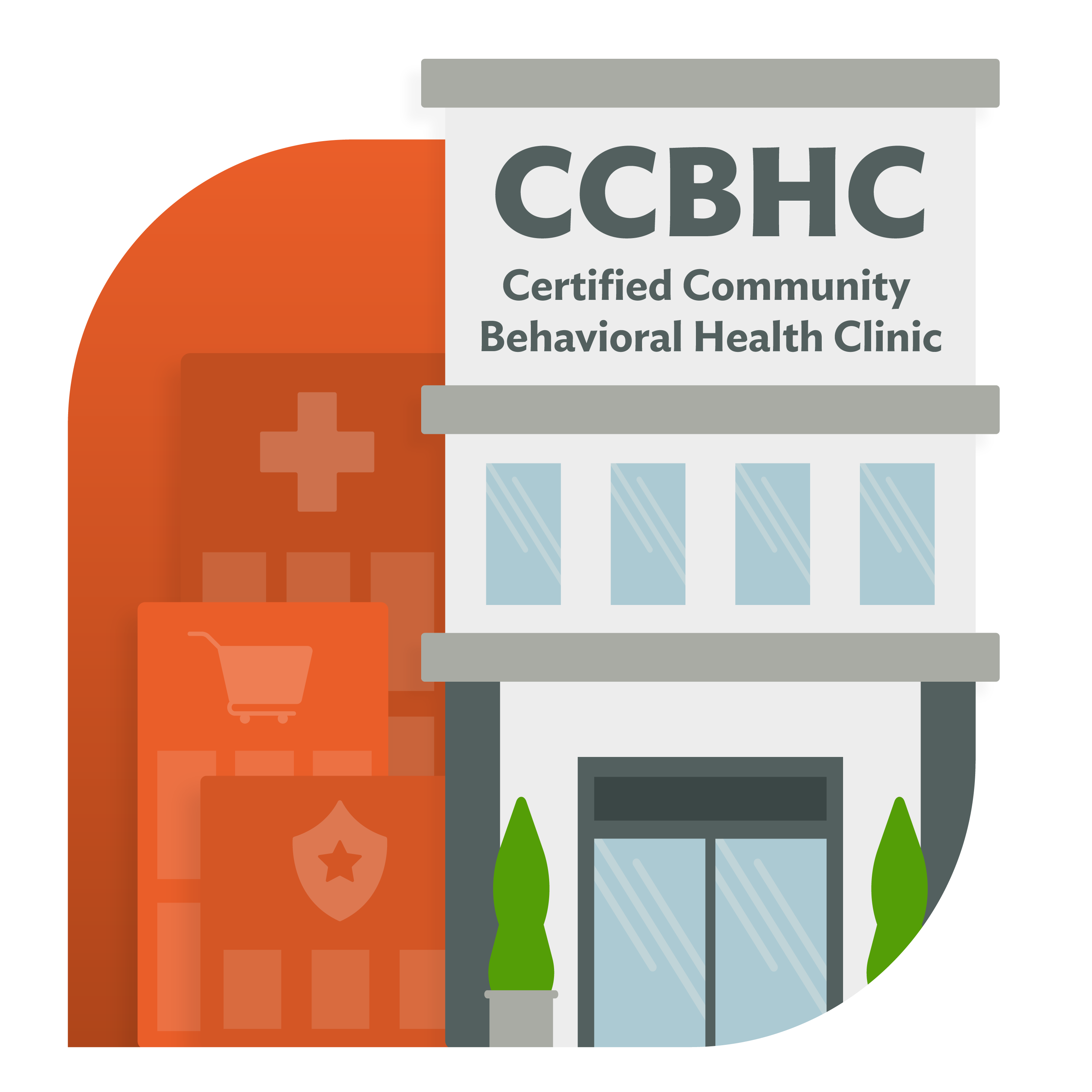 illustration showing a CCBHC in the community
