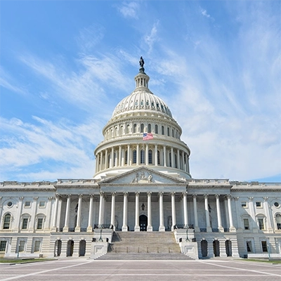 Capitol Hill against blue sky