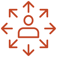 icon of a person with arrows pointing out circling it