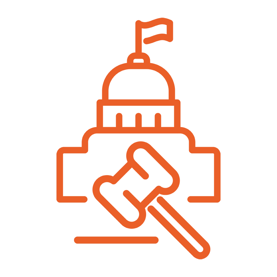 icon showing the capitol building with a gavel