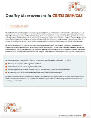 cover page of Quality Measurement in Crisis Services paper