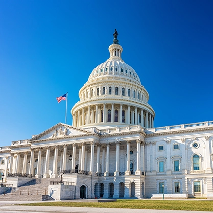 US Capitol building against a blue sky