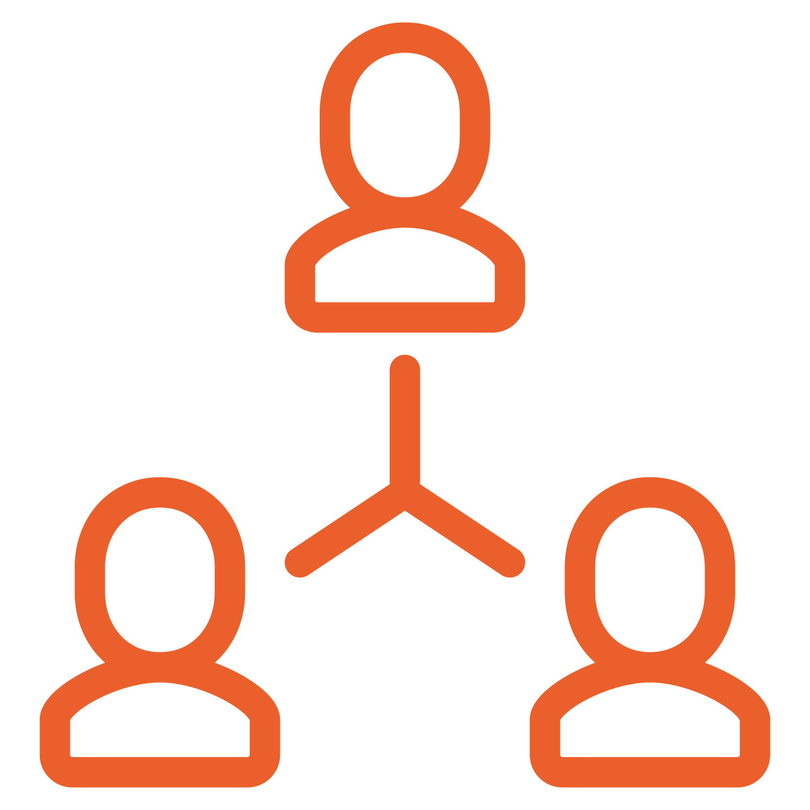 orange icon showing three people connected in an org chart structure