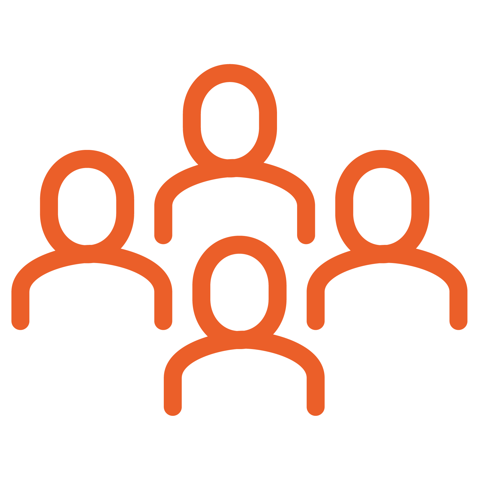 icon showing four abstract orange human figures