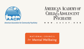 AACP logo, AACAP logo, National Council for Mental Wellbeing logo