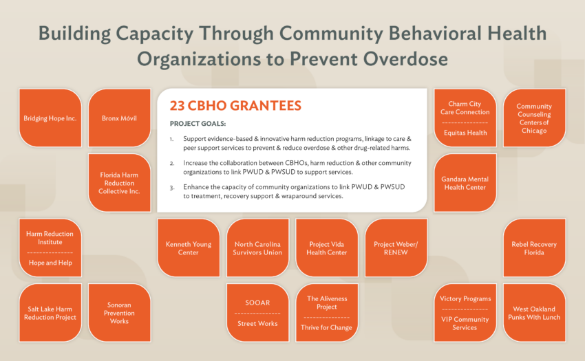 Graphic showing 2024's 23 CBHO grantees