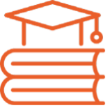 icon of a book stack with a graduation hat