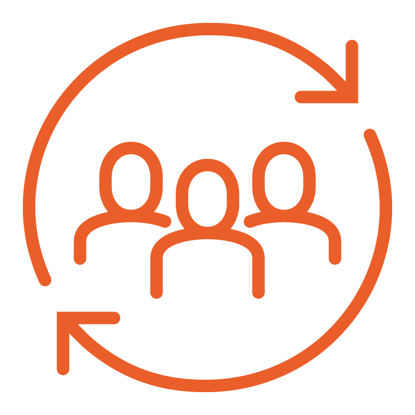 icon of three people with arrows circling them