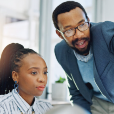 Manager talking to employee