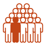 icon of one person filled in with outlines of 13 other people
