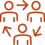icon of three people in a triangle with arrows between them